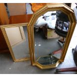 Modern Gilt effect Shelved Wall Mirror: together with similar item(2)