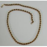 9ct gold rope twist necklace: 10.4g.