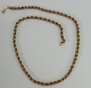 9ct gold rope twist necklace: 10.4g.