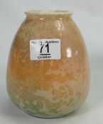 Ruskin Vase with crystalline light green/orange speckled glaze: height 14.