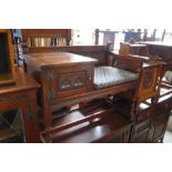 Oak Linen Fold Telephone Table: