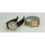 9ct gold gentleman's vintage wristwatches: including summit presentation watch with leather strap