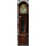 Light Oak Brass Faced Linen Fold Tempus Fugit Grandfather Clock: