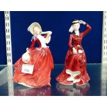 Royal Doulton Lady Figure Autumn Breezes HN1934: together with Francesca figure Lavinia(2)