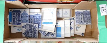 A collection of blue & white klm dutch theme small tiles: