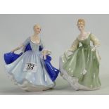 Royal Doulton Lady Figures: Fair Lady Hn2193 & Dulcie Hn2305(2)