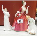 Royal Doulton Lady Figures: Flower of Love HN3970 and small seconds figures Lets Play & Au Revior