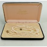 Double row of graduated cultured pearls with 14k gold clasp: Wearable length 48cm,