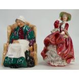 Two larger Royal Doulton figures: Forty winks 1974 & Top o' the Hill (2)