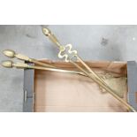 Brass Art Nouveau fire side set(3):