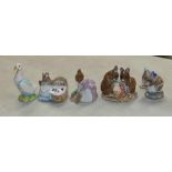 Royal Albert Beatrix Potter figures: Hunca Munca, Hunca Munca Sweeping, Christmas Stocking,,