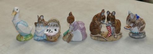 Royal Albert Beatrix Potter figures: Hunca Munca, Hunca Munca Sweeping, Christmas Stocking,,