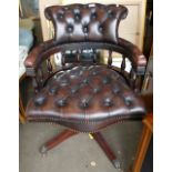 Leather Pedestal Chesterfield type office chair: