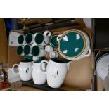 A collection of Denby stone ware green wheat: to include oven dish, bowls,