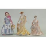 A collection of pottery lady figures to include: Coalport April / Marie & Royal Doulton Wendy