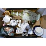 A mixed collection of items to include: Large Victorian Glass Vase, Royal Albert Part Tea Set,