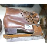 Edwardian Leather Childs Skates: