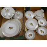 Susie Cooper Pomme D'or Patterned items to include: Handled Bowls, Dinner Plates, Side Plates,