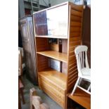 Mid Century Teak Staples Ladderax sectional modular adjustable shelving units: with display cabinet,