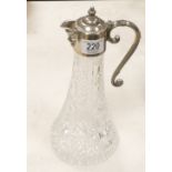 Glass & Silver Plate Wine Ewer: