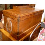 Stripped Pine Victorian sea chest with rope handles: