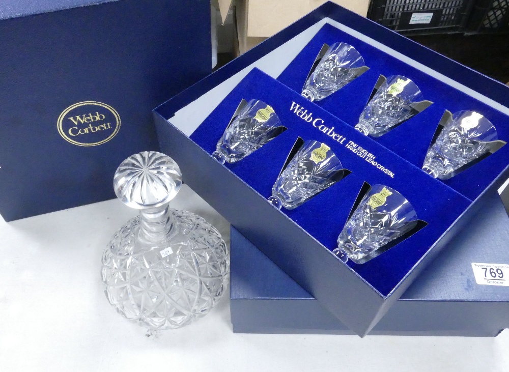 Boxed Webb Corbet & Bohemia Crystal Glassware: Together with similar decanter(3)