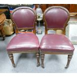 Victorian Walnut Leather Upholstered Dinning chairs(2):