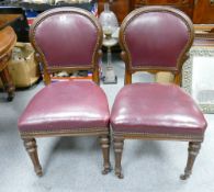 Victorian Walnut Leather Upholstered Dinning chairs(2):
