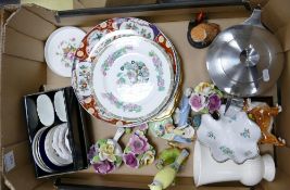 A mixed collection of items to include: Stainless Steel Robert Welch teapoy, decorative plates,