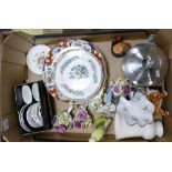 A mixed collection of items to include: Stainless Steel Robert Welch teapoy, decorative plates,