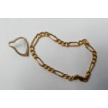 9ct gold hallmarked bracelet & ring: Wishbone ring bent, gross weight 6.8g.