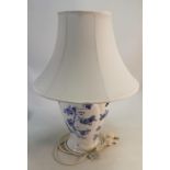 Large Aynsley Blue & White Floral Decorated Lamp Base: