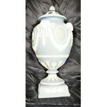 Wedgwood pale blue Jasperware urn & cover:made to commemorate 225th anniversary of the founding of