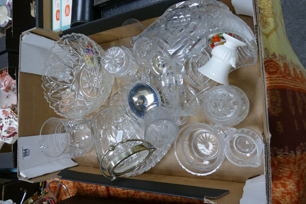 A good collection of cut glass crystal items: to include bisciut barrel,