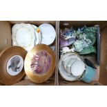 A mixed collection of items to include: Floral Decorated Sandwich Plates, Decorative glass,