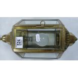 Brass & Glass Paneled Porch Lantern: height 36cm