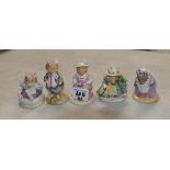 Royal Doulton Brambly Hedge figures: Dusty Dogwood, Mrs Saltapple, Mr Toadflax,