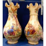 Large French Chinoiserie Oriental Decorated vases, both vases damaged,