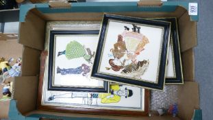 A collection of Framed Decorative Tiles: with images of children