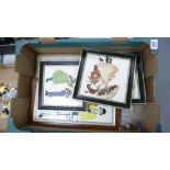 A collection of Framed Decorative Tiles: with images of children