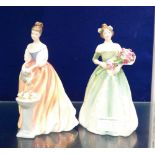 Royal Doulton Lady figures: Happy Birthday HN3660 and Alexandra HN3286 (2)