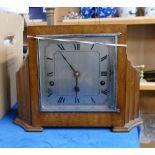 Oak cased art deco mantle clock:
