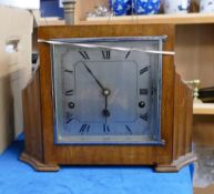 Oak cased art deco mantle clock: