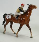 Beswick Jockey on brown horse 1037: chip to ear and leg restuck
