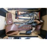A collection of Spanish Replica Western type pistols to include: 44-46 long blank,