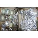 Two trays of interesting silver plated items: A large quantity and Includes oversize 19th century