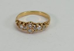 Diamond ring: An 8 stone diamond ring, with one outer diamond missing, set in yellow coloured metal,