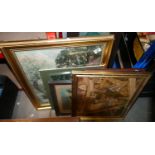 a collection of pictures and prints in ornate frames