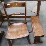 Small Oak Drop Leaf Table: together with cut down Farmhouse Chair(2)