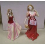 Royal Doulton figurine Strolling: HN3755 together with thinking of you HN5265 (2)